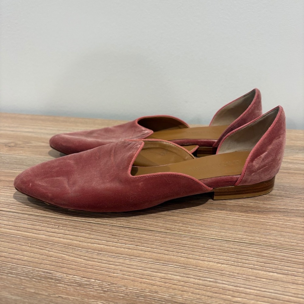 Le Monde Beryl Velvet d'Orsay Flats Womens Pink size 41 Pointed Toe Italy